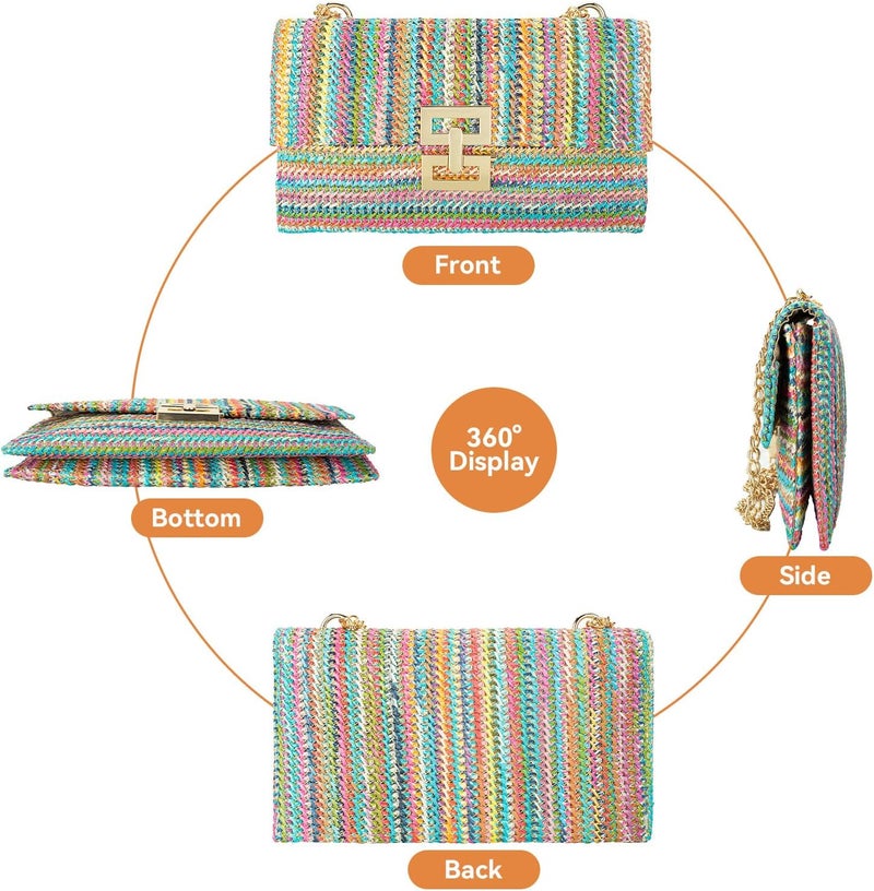 Gets Straw Clutch Purse for Women, Woven Beach Bag Summer Corssbody Purse Small Rattan Shoulder Bag for Travel | Hand-woven, Summer Beach, Envelope, Hand-woven, Summer Beach, Envelope - Image 4